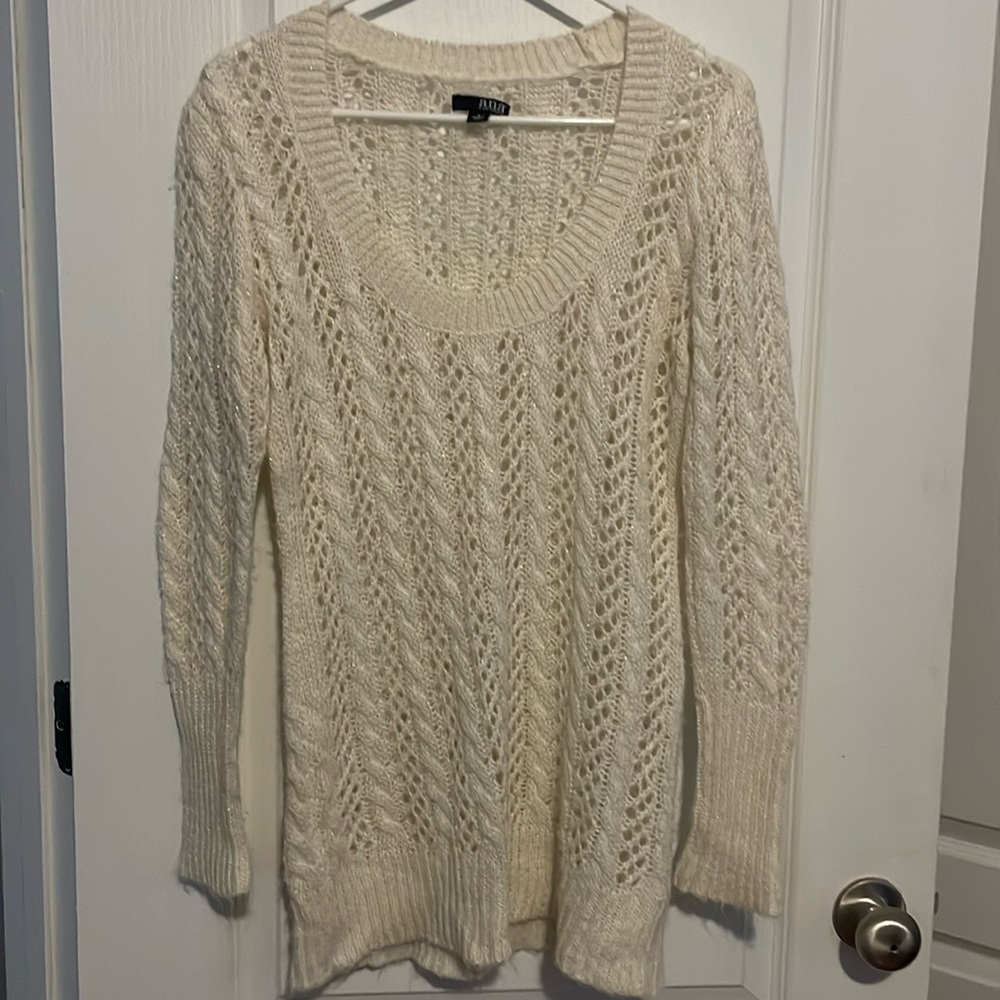 Cream sweater with gold in it